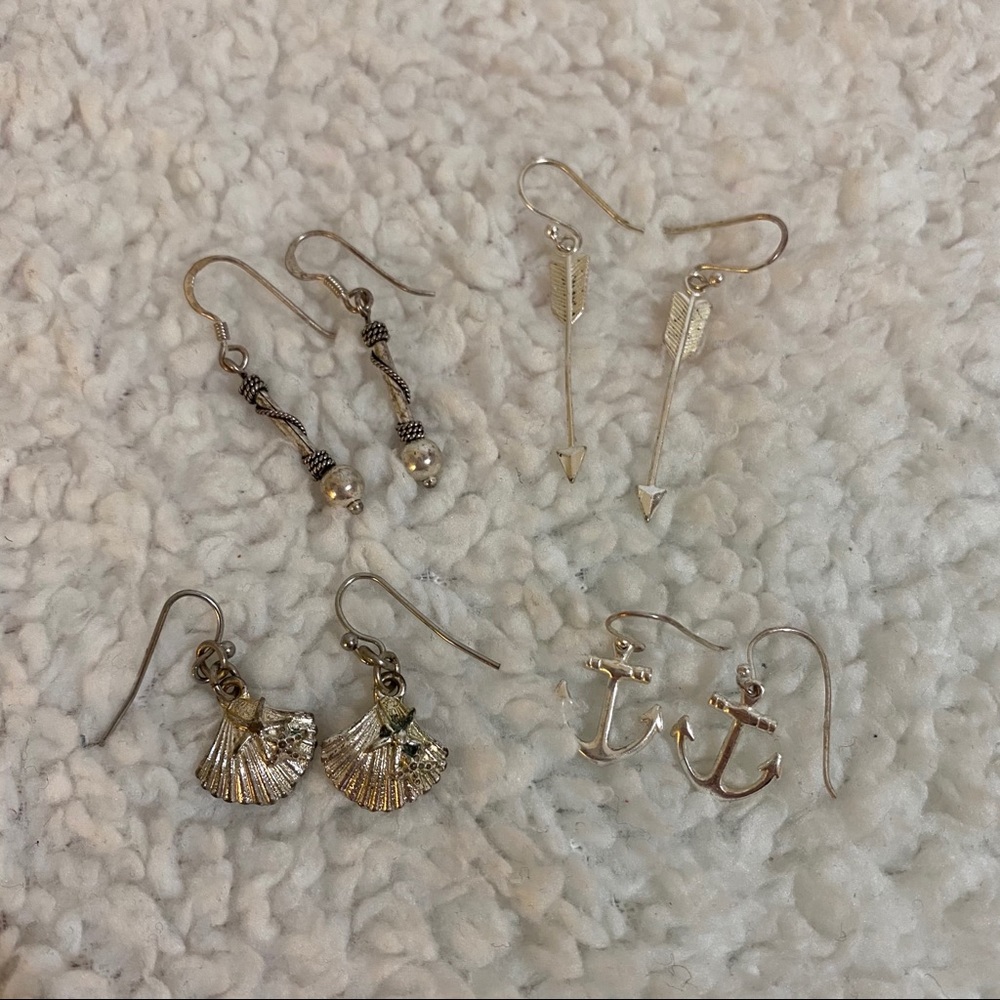 FOUR pairs of sterling earrings bundle